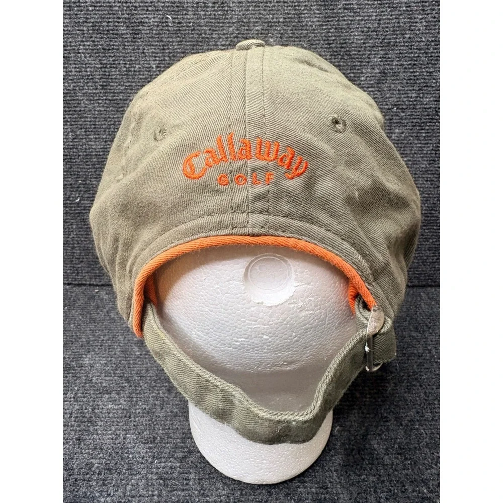 Callaway Golf Hat Mens Adjustable Olive Green Orange Cotton Twill Baseball Cap